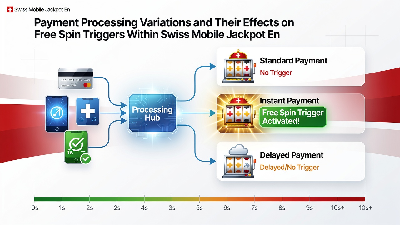 Diagram showing payment flow from Swiss mobile device to jackpot server with free spin trigger points highlighted